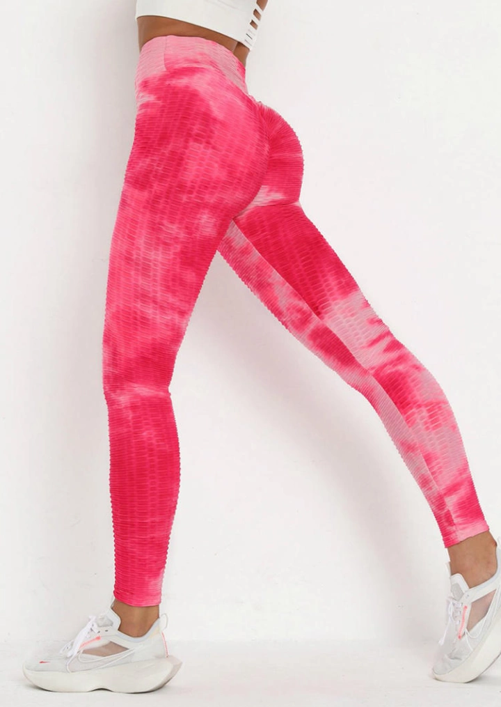 Tie Dye Yoga Fitness Activewear Leggings - Watermelon Red #5