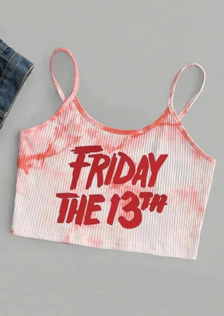 Friday the 13th Crop Camisole Top-Red #1