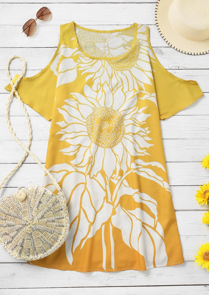 Sunflower Cold Shoulder Mini Dress - Yellow #2