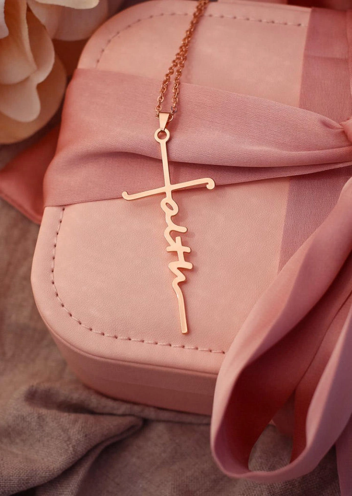 Faith Cross Alloy Pendant Necklace #1