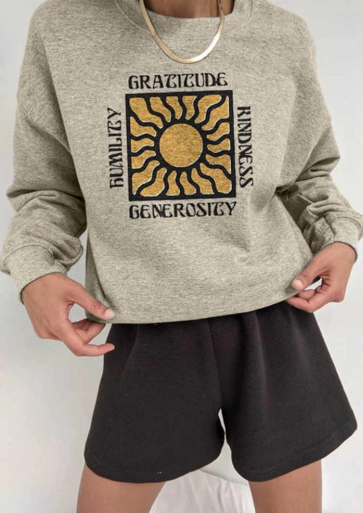 Sun Gratitude Generosity Sweatshirt - Light Grey #1