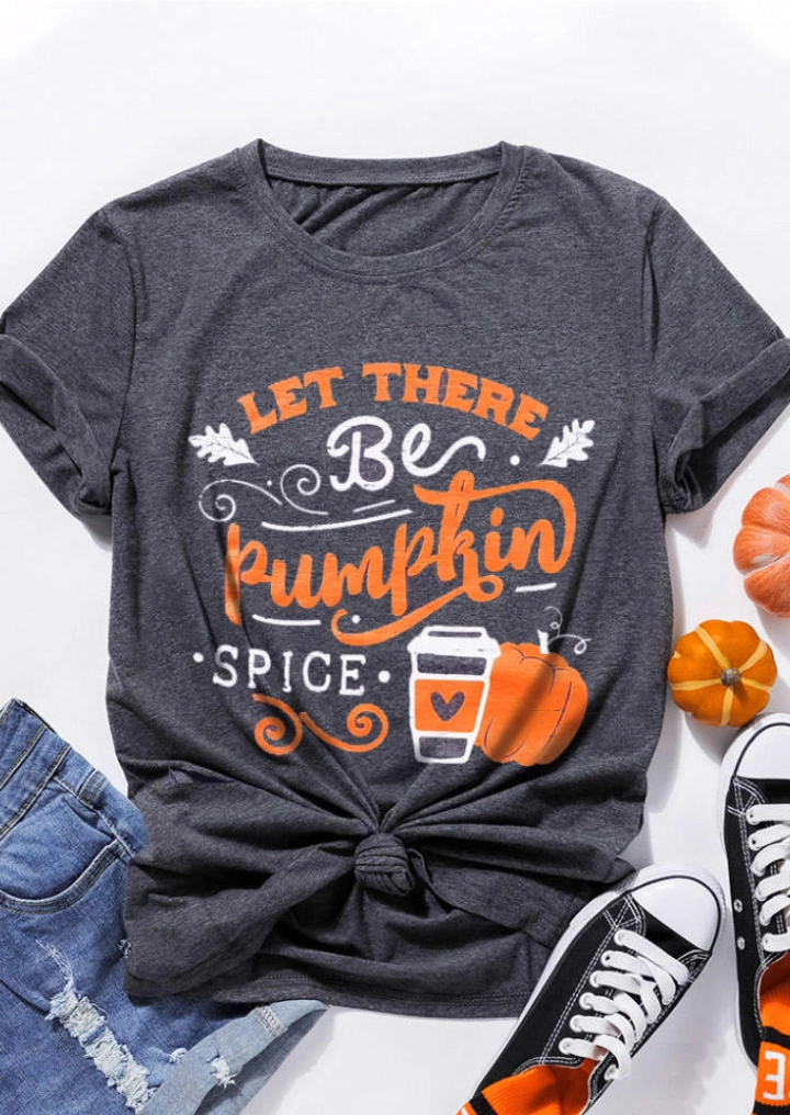 Let There Be Pumpkin Spice T-Shirt Tee - Dark Grey #1