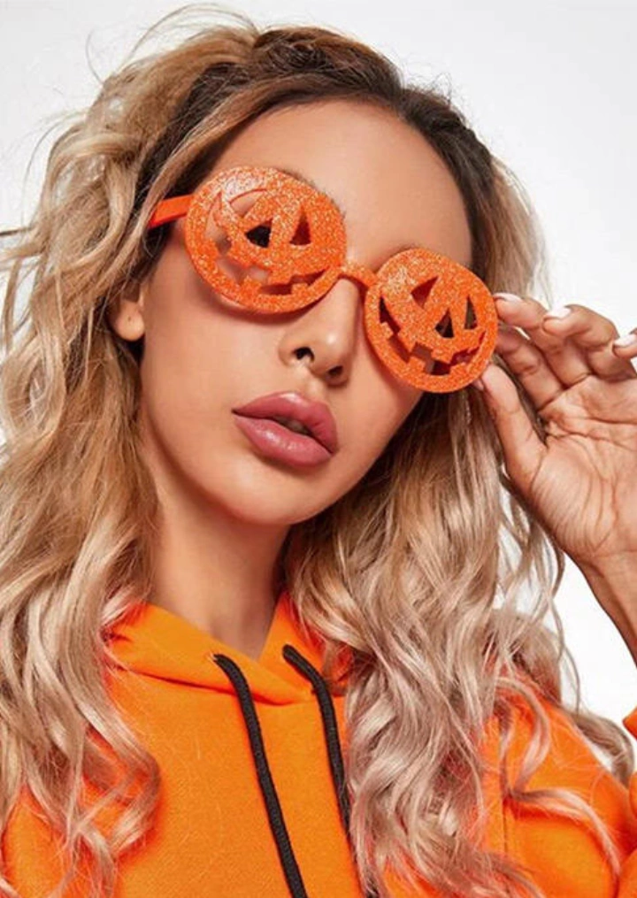 Halloween Pumpkin Hollow Out Decor Glasses Frame - Orange #2