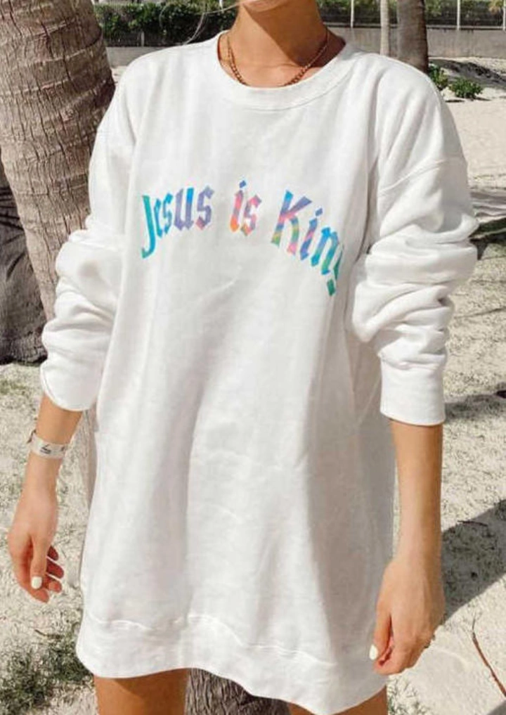 Jesus Is King Casual Sweater-White #2