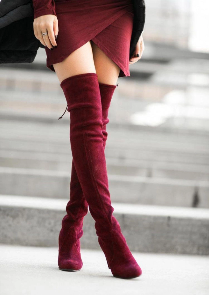 Christmas Over Knee Boots-Red #1