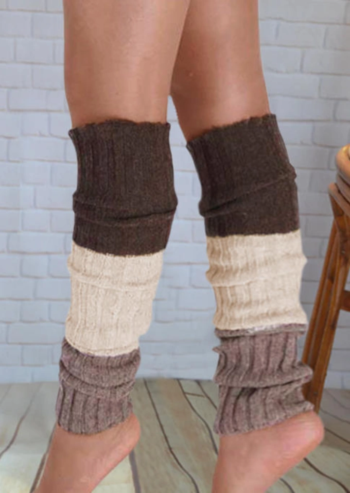 Color Block Over Knee Leg Warmers Socks #5