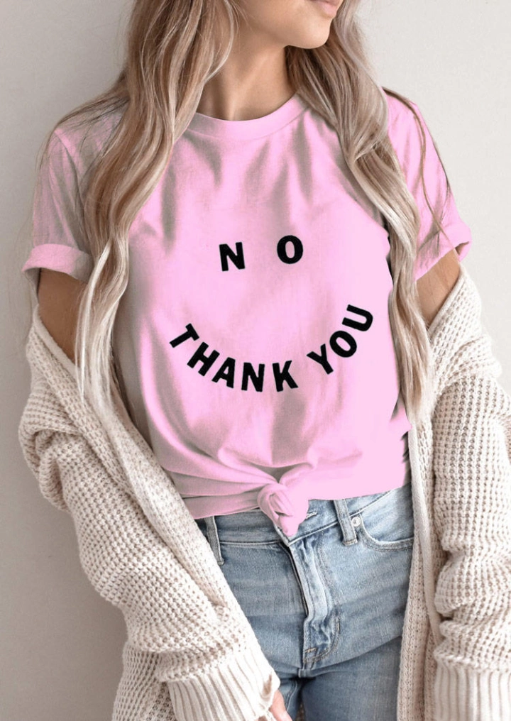 No Thank You T-Shirt Tee - Pink #1