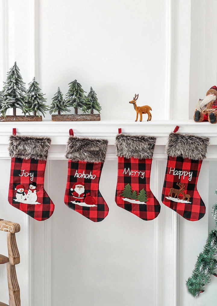 Christmas Plaid Sock Pendant Ornament #3