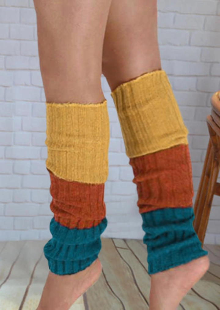 Color Block Over Knee Leg Warmers Socks #6