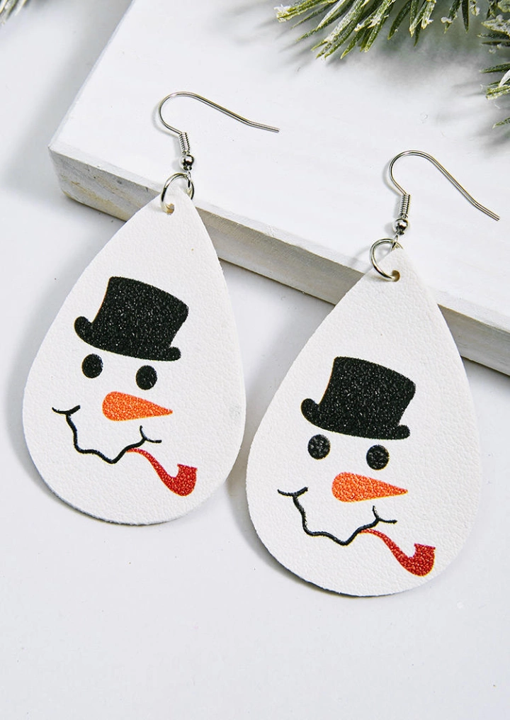 Christmas Snowman Water Drop Earrings #2