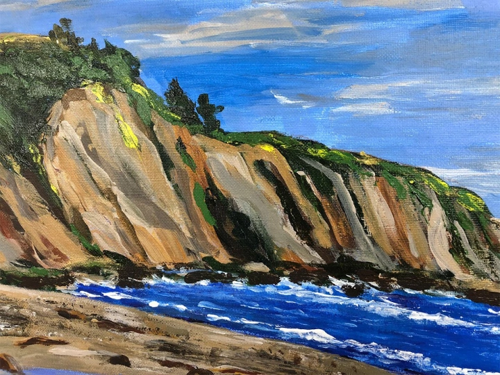 2013 Acrylic On Canvas Mendocino Coastal Landscape Signed Sue Volz #4