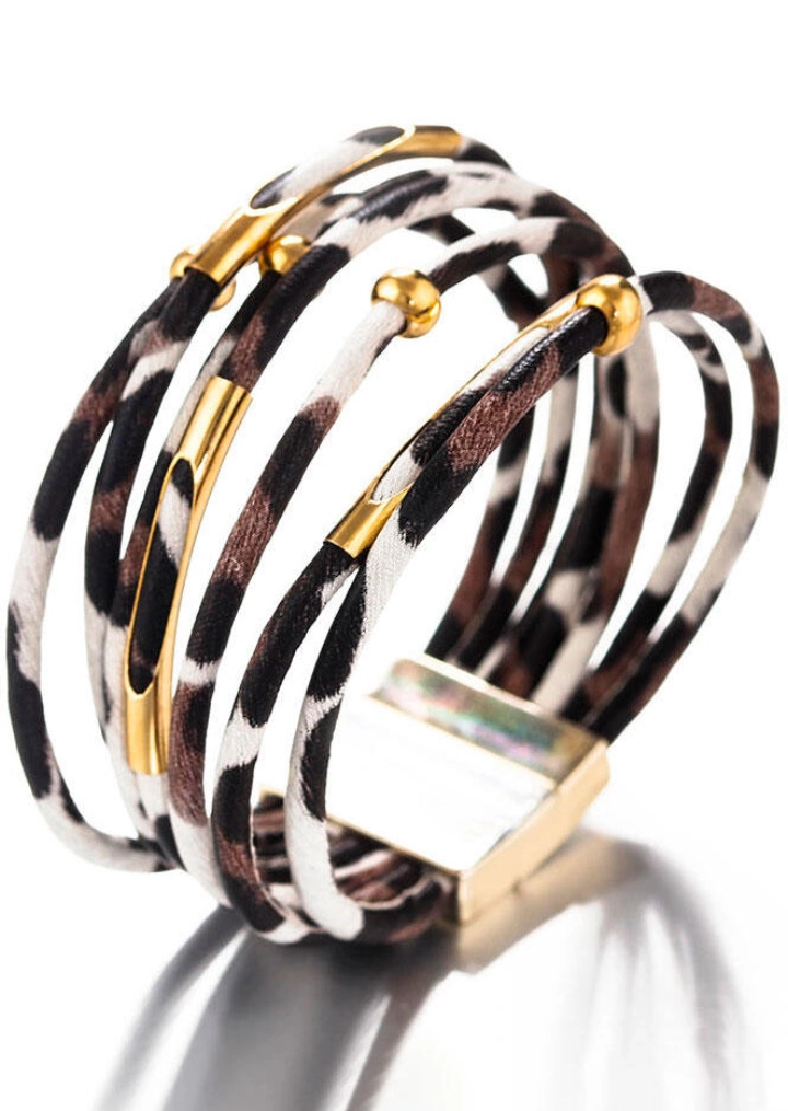 Leopard Printed Magnet Buckle Bracelet #3