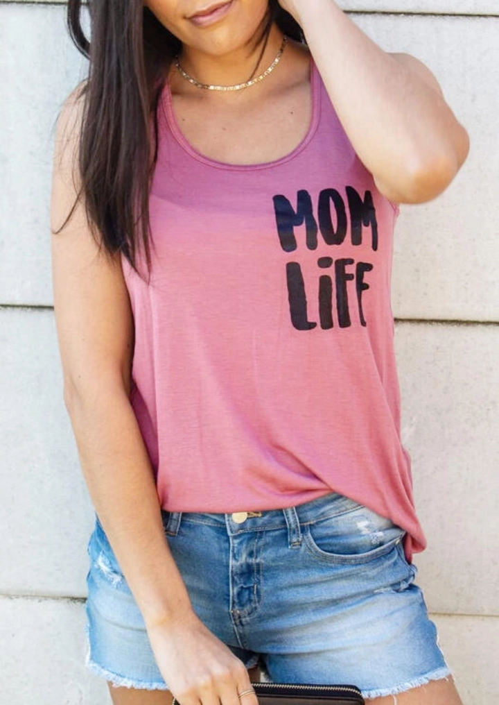Mom Life O-Neck Tank without Necklace - Cameo Brown #2