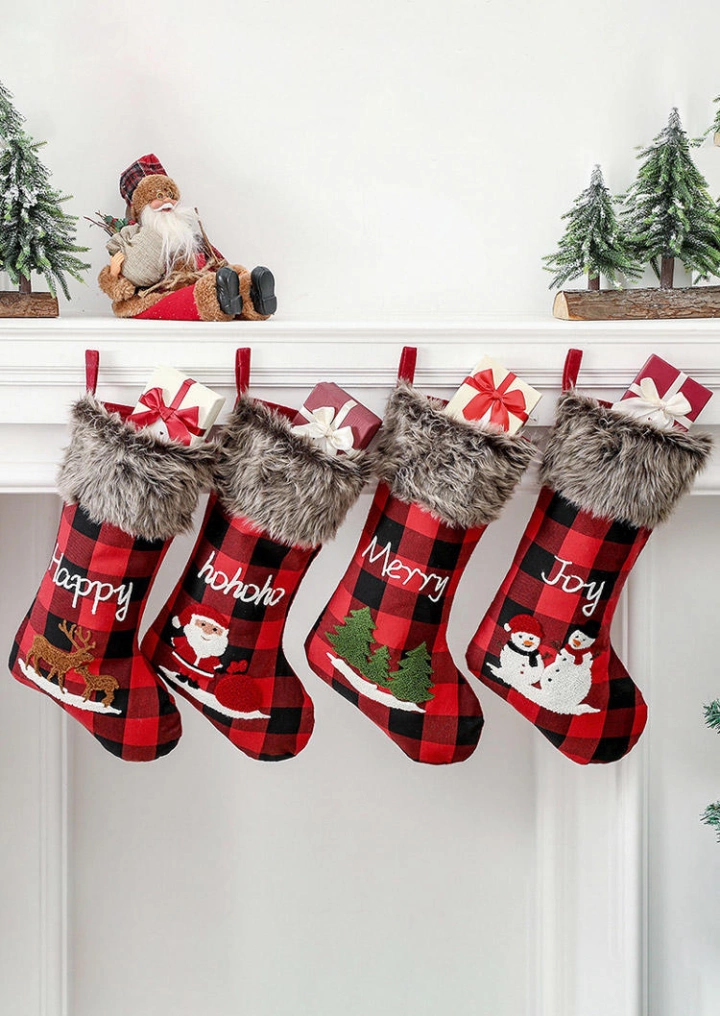 Christmas Plaid Sock Pendant Ornament #1