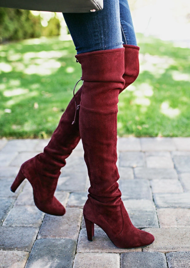 Christmas Over Knee Boots-Red #7