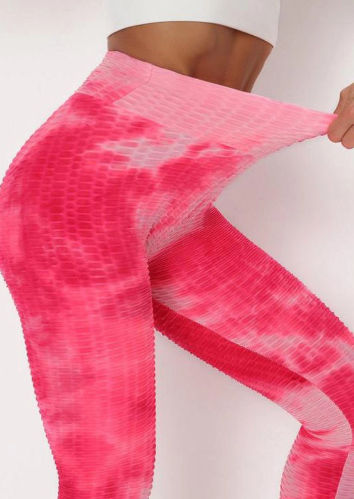 Tie Dye Yoga Fitness Activewear Leggings - Vattenmelon Rött #8