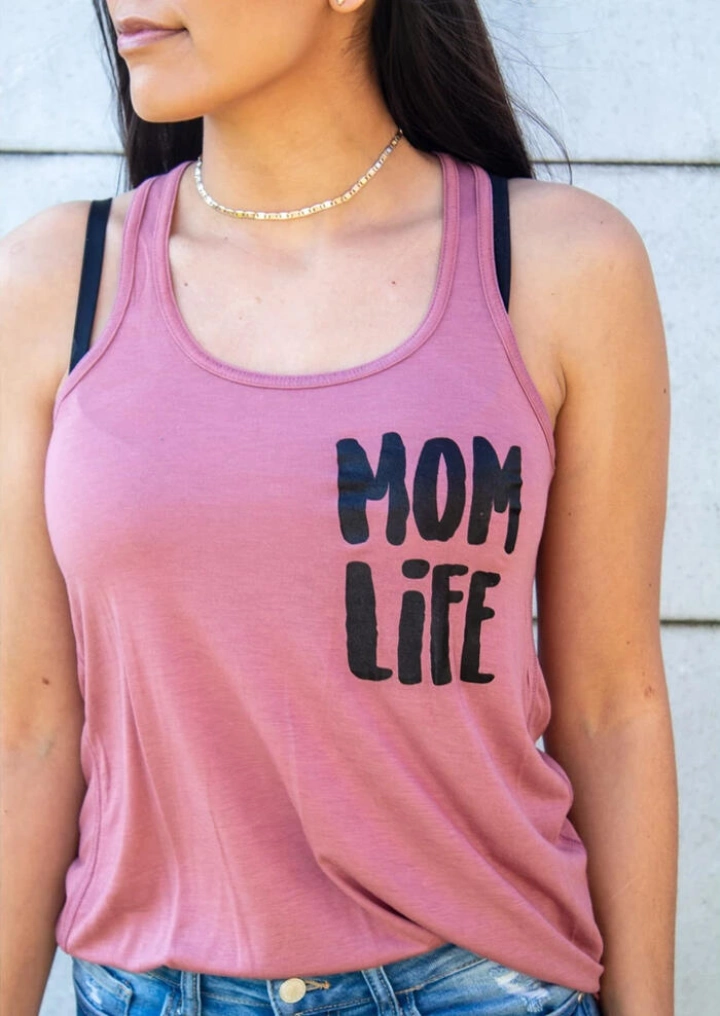 Mom Life O-Neck Tank without Necklace - Cameo Brown #1