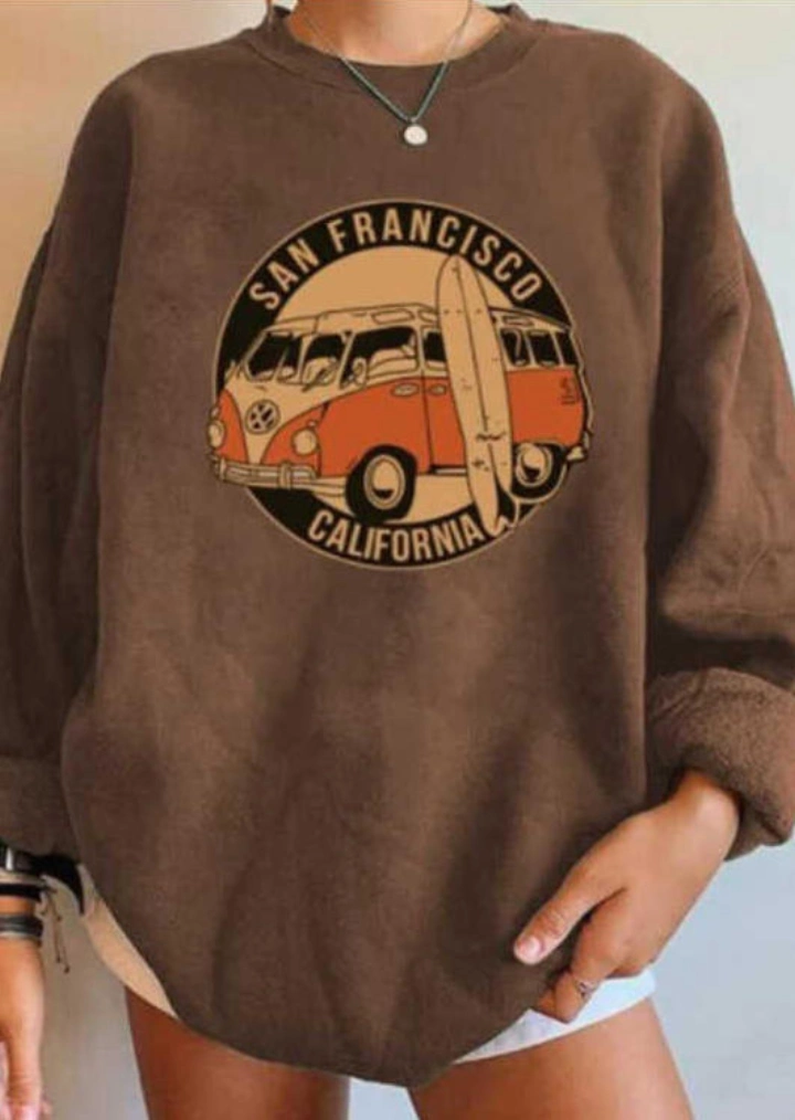 San Francisco California Long Sleeve Sweatshirt - Dark Brown #1