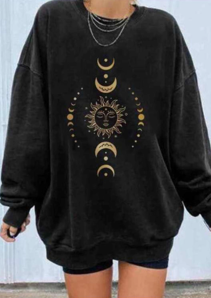 Sun Moon Star Sweatshirt-Black #1