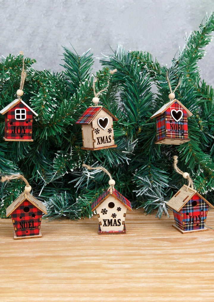 Christmas Plaid House Pendant Ornament #2