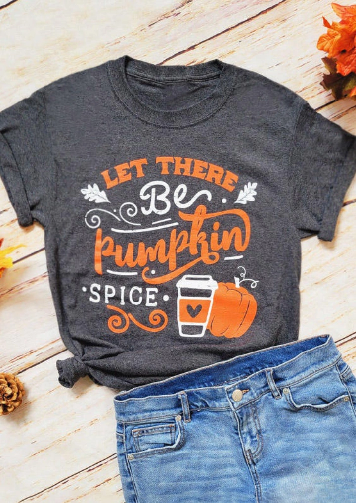 Let There Be Pumpkin Spice T-Paita Tee-Tummanharmaa #2