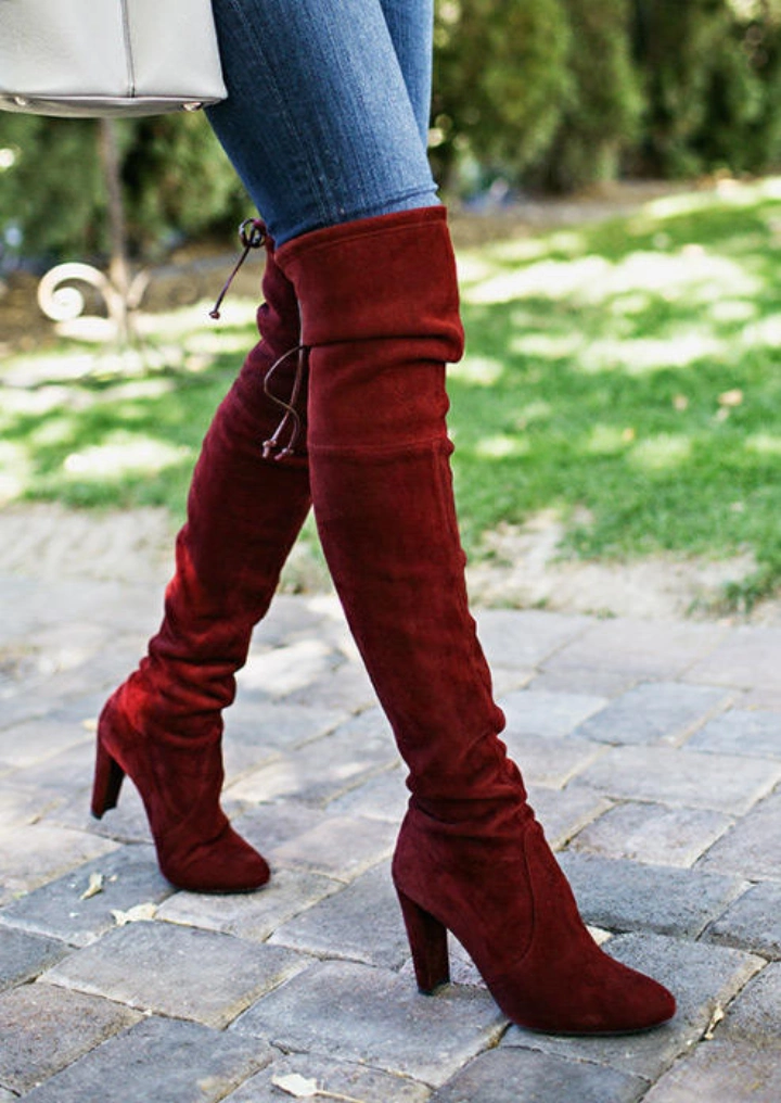 Christmas Over Knee Boots - Red #6