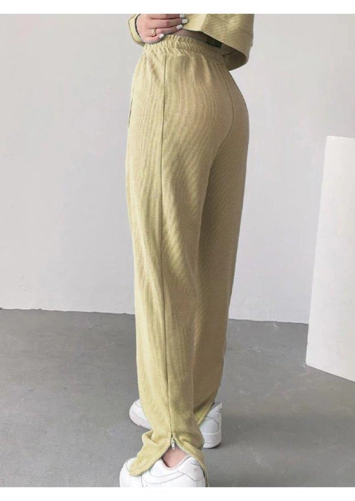 Kieszeń Elastyczna Talia Casual Spodnie-Jasny Żółty #2