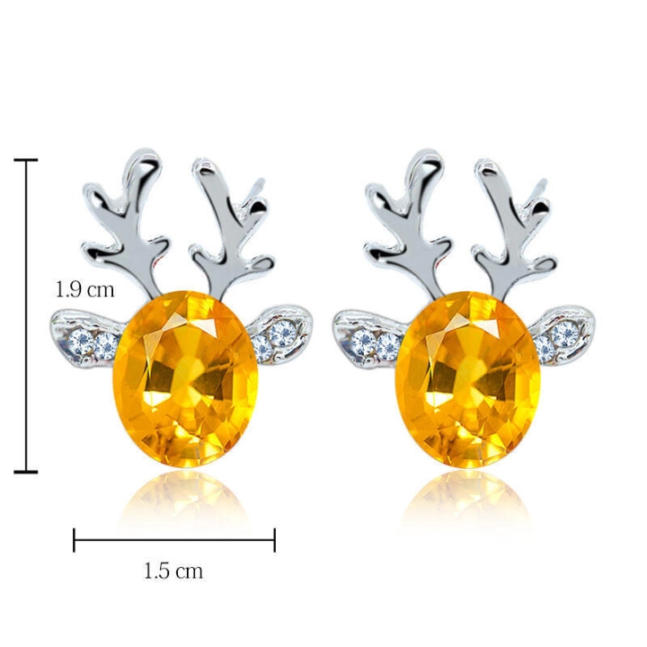 Reindeer Crystal Rhinestone Stud საყურეები #7