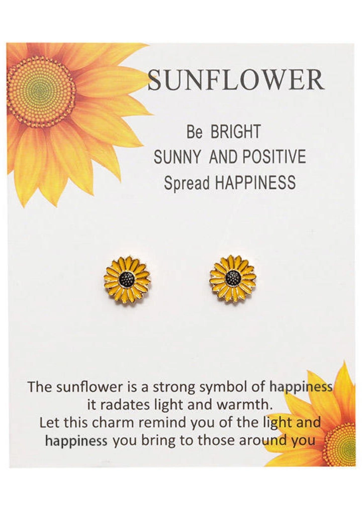Sunflower Alloy Stud Earrings - Yellow #2