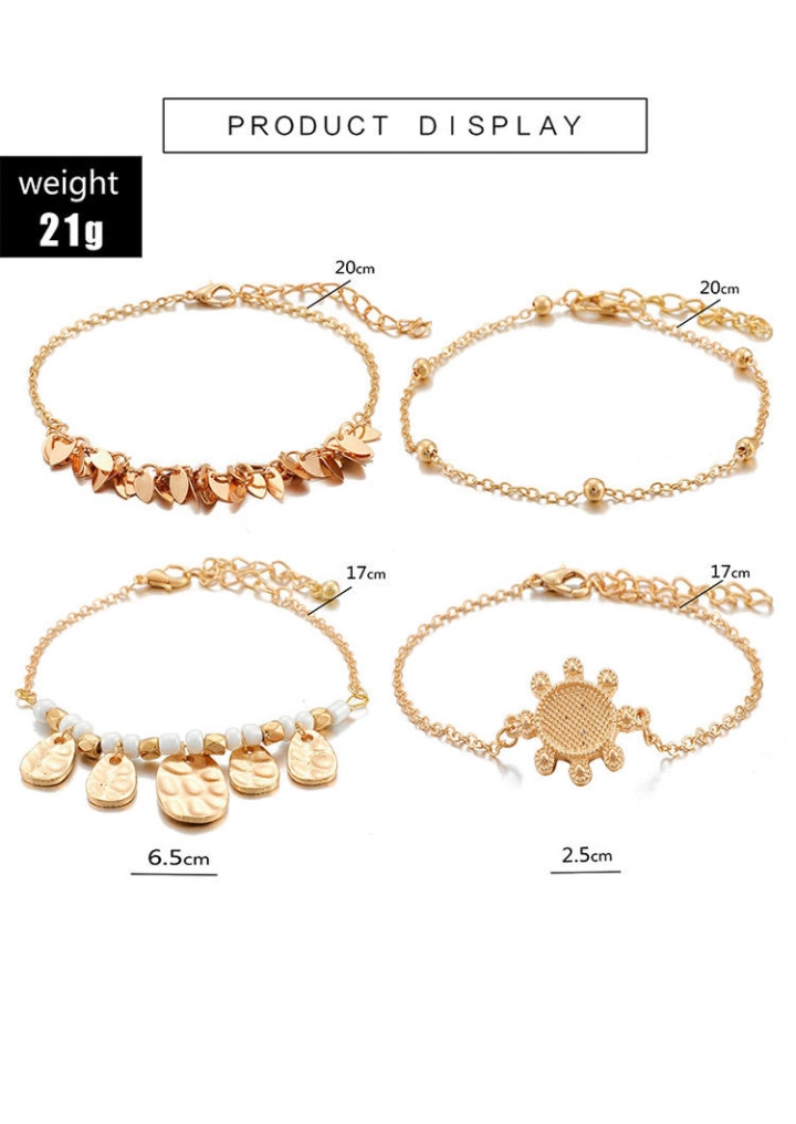 4Pcs Bohemian Beading Leaf Alloy Bracelet Set #4