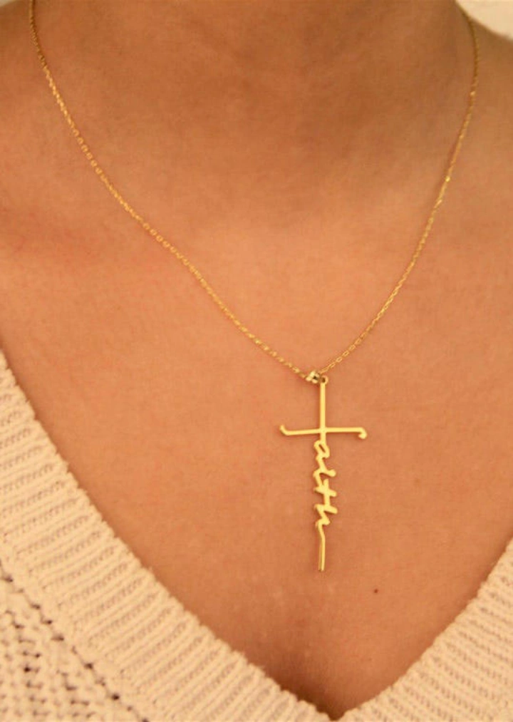 Faith Cross Alloy Pendant Necklace #4