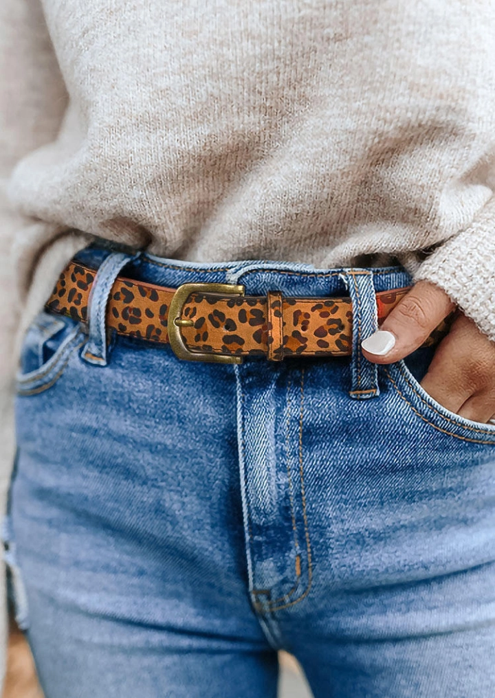 Vintage Leopard Buckle PU Leather Waist Belt #1