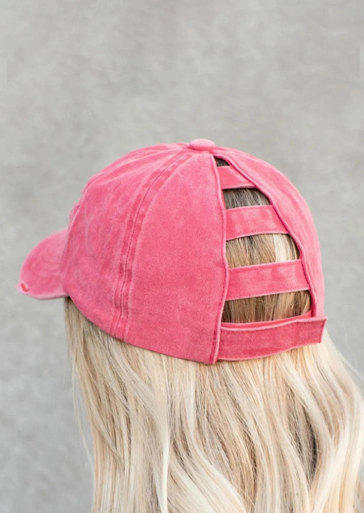 Fashion Hollow Out Ripped Washed Denim Baseball Cap #5