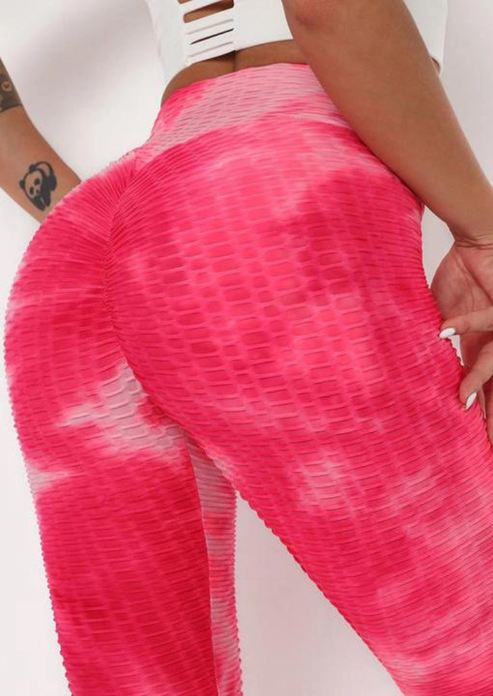 Tie Dye Yoga Fitness Activewear Leggingsit-Vesimeloni Punainen #1