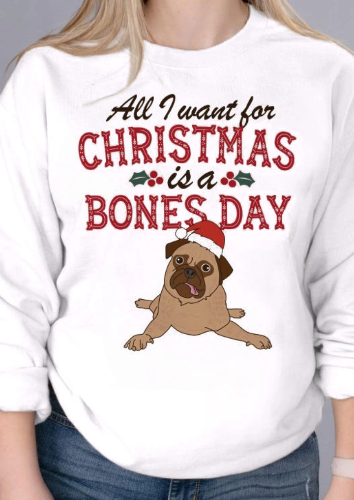 크리스마스는 뼈의 날 개 스웨트 셔츠-화이트 #3