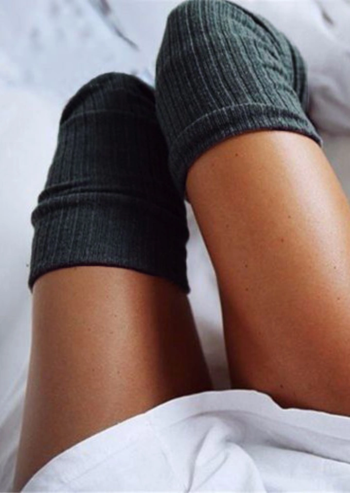 Solid Knitted Thigh-High Socks #2