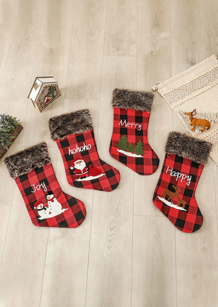 Christmas Plaid Sock Pendant Ornament #2