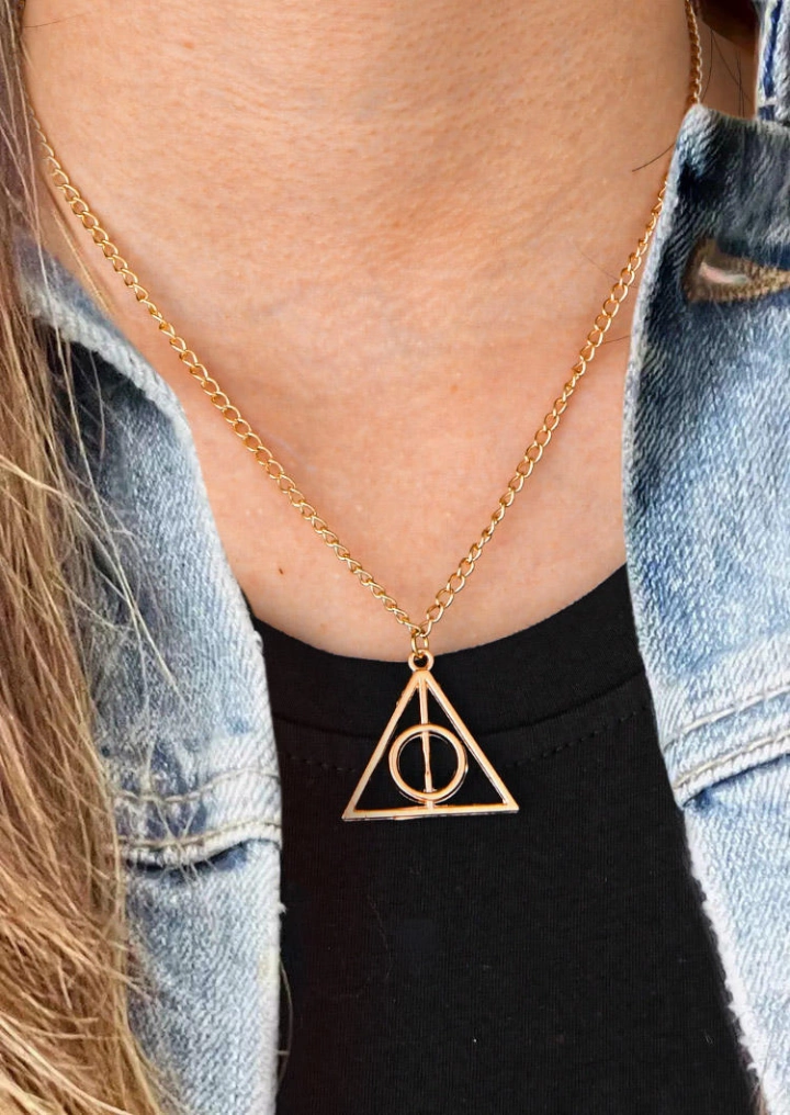 The Deathly Hallows Resurrection Stone Triangle Pendant Necklace #1