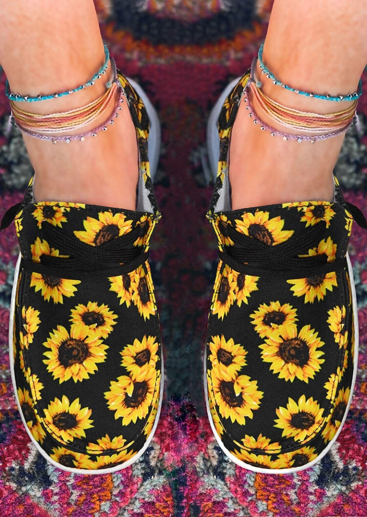 Кросівки на плоскій полотняній підошві зі шнурівкою соняшника #1