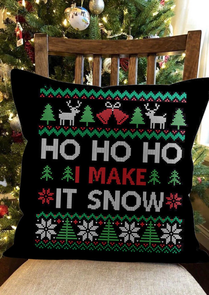 Merry Christmas Reindeer Snowflake Ho Ho Ho Pillowcase without Pillow #3