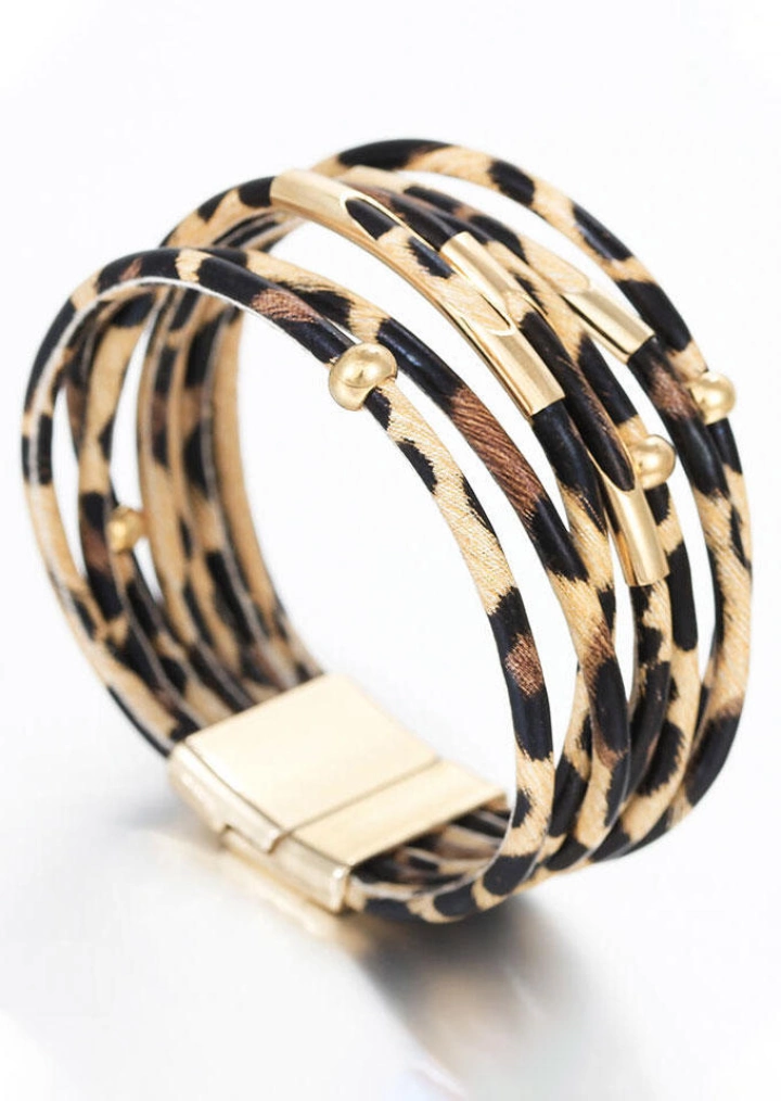 Leopard Printed Magnet Buckle Bracelet #1