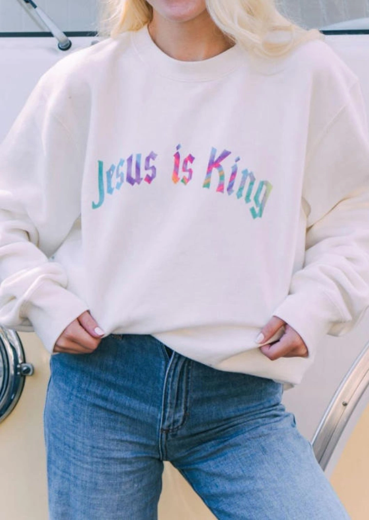 Jesus Er Kongen Casual Sweatshirt-Hvit #5