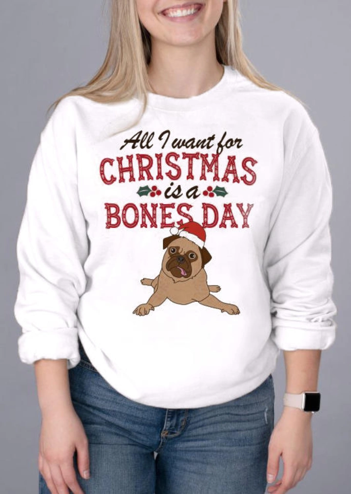 Толстовка для собак Christmas Is A Bones Day-Білий #2