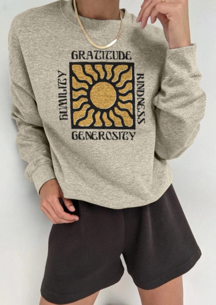 Sun Gratitude Generosity Sweatshirt-Lichtgrijs #3