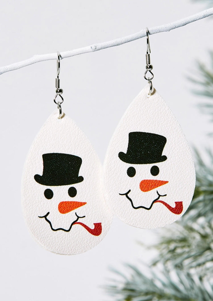Christmas Snowman Water Drop Earrings #1