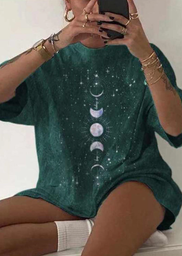 月亮之星T恤T恤-绿色 #1