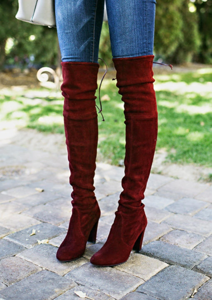 Christmas Over Knee Boots - Red #5