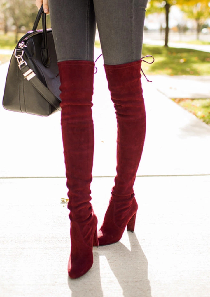 Christmas Over Knee Boots-Red #8