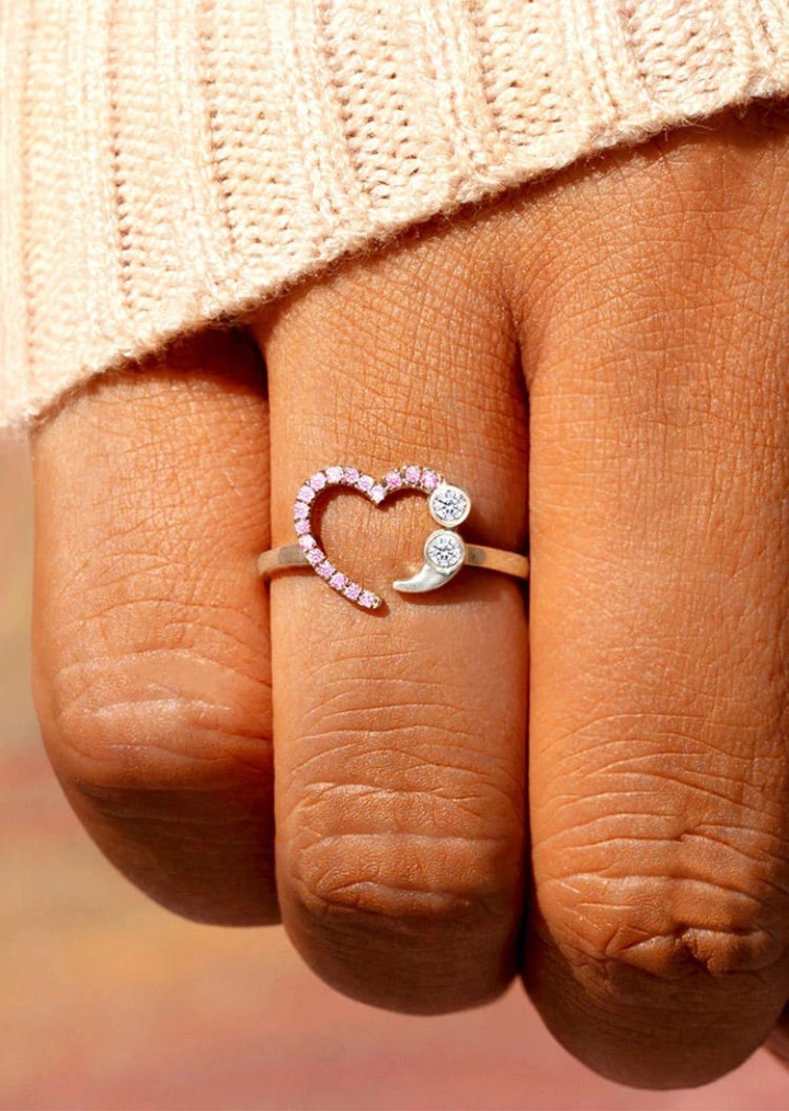 Rhinestone Kjærlighet Hjerte Legering Ring #1