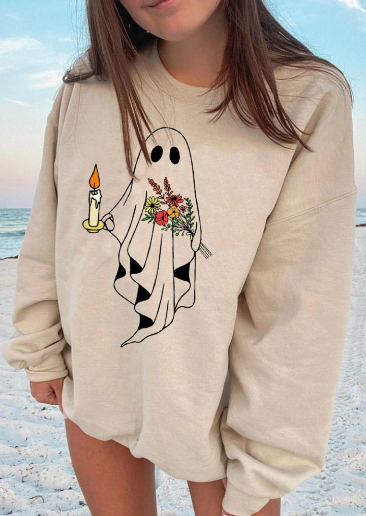 Halloween Ghost Floral Sweatshirt-Caise #1